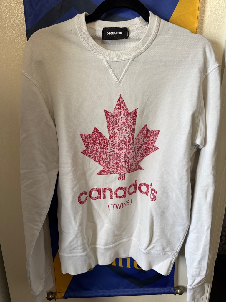 Dsquared2 White Sweatshirt With Distressed Red Maple Graphic